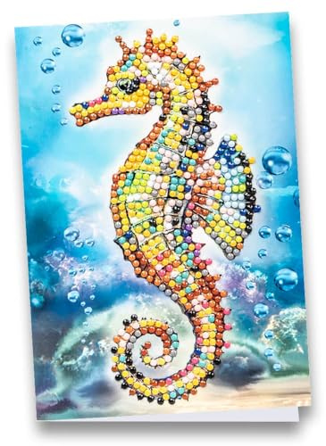 Ideen mit Herz Diamond-Painting-Grußkarte | Din B6 (11,5 x 16,5 cm) | 370 g/m² | inkl. Umschlag & Werkzeug (Seepferdchen)