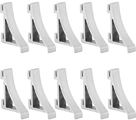 DOITOOL 10pcs Aluminum Refrigerator Shelf Clip Kit Curved Dovetail Design Metal Freezer Clamp Easy to Install Safe Polished Surface