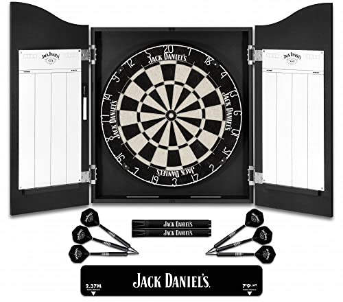 Offiziell lizenziertes Jack Daniel's bedruckte Dartpfeile in Schwarz inklusive Dartscheibe | JD Logo (CAB512), L