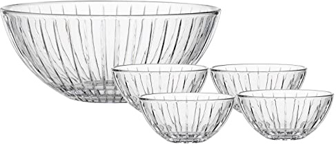 Spiegelau & Nachtmann Schalen-Set Milano, Salatschalen aus Glas, 4 kleine Schalen ø 13 cm / 1 große Schale ø 24,5 cm, spülmaschinenfest, Schalenset im Geschenkkarton, 2730195
