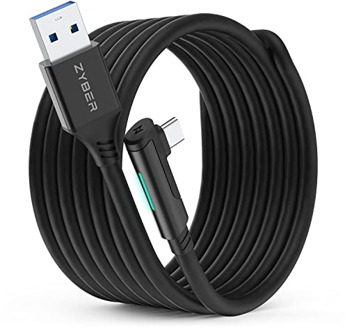 Zyber Link Cable 5M/16 FT for Quest 3S/3 & Quest 2 - High-Speed USB 3.0 to USB C for PC VR & Steam VR (Black)