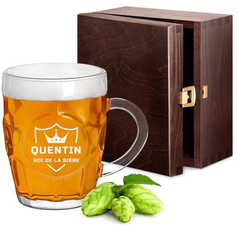 Maverton Chope à Bière Personnalisable – Verre à alcool avec gravure Idee Cadeau Homme - 500ml - Verre a Biere pour dégustation - Cadeau Personnalisé Anniversaire - pour ami - copain -amateur de biere