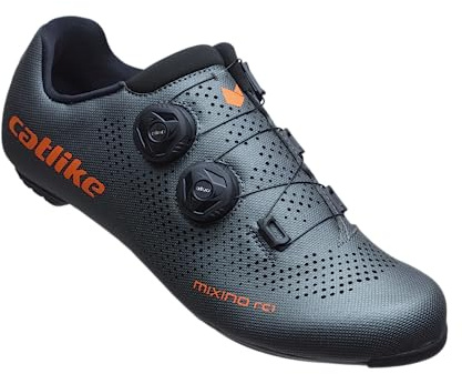 CATLIKE 7200100038 - Scarpe da Ciclismo Strada MIXINO RC1 Uomo e Donna Taglia 45 con Suola in Carbonio, Molto Rigide e Leggere e Chiusura a Doppio Quadrante a Colori Grigio