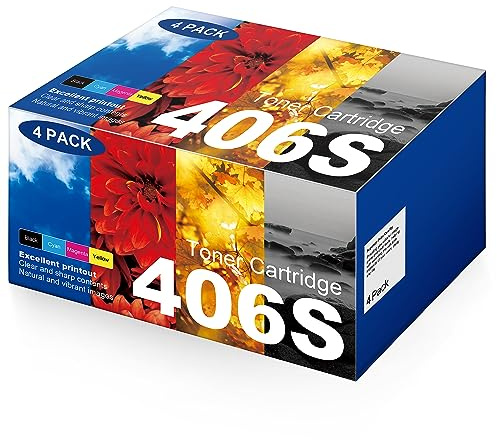 CLT-P406C P406C 406S Toner Kompatibel für Samsung P406C Toner | CLT-406S für Samsung CLX 3305 C460W C410W CLP-365 C460FW CLX-3300 CLP-360 (1 Schwarz, 1 Cyan, 1 Magenta, 1 Gelb, 4er-Pack)