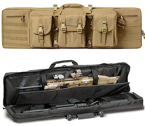 ACEXIER Double Rifle Bag Gepolsterte abschließbare Karabiner Lange Gewehrtasche Gewehrrucksack Waffentasche für Jagd Schießstand Schusswaffentransport mit Molle-System