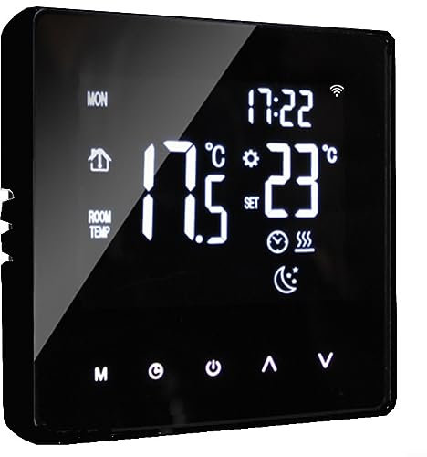 para Tuya - Termostato inteligente WiFi para calefacción de suelo de agua, digital, programable, inalámbrico, control de aplicación, sensor de habitación en casa, negro