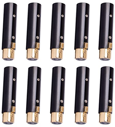 LLKOZN 10X XLR 3 Pin Buchse Auf XLR 3 Pin Stecker Adapter, Audio Schnittstellen, für Stereo Mikrofon Kabel