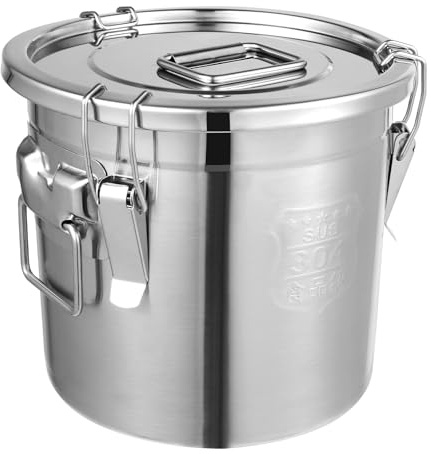 Lot de 12 L conservation en acier inoxydable 304 avec couvercle hermétique pour le stockage d'une variété d'aliments secs/humides Argenté 12 l