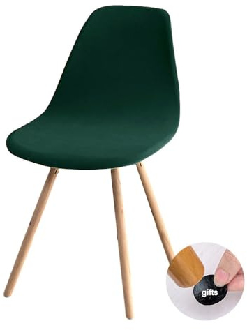 Highdi Samt Schalenstuhl Bezug, Stuhlbezug 1/2/4/6 er Set Stuhlbezüge Stretch Esszimmerstühle Bezug Moderne Elastischer Stuhlhussen Abnehmbar Waschbar Küchenstühle Husse (4PCS,dunkelgrün)