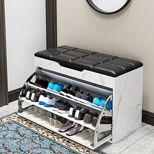 IisrAr Schuhwechselhocker für den Eingangsbereich, Schuhschrank, Schuhregal, Kippeimer, Spind, kreatives Sofa, Schuhersatzhocker mit Lederkissen, Schuhregal für den Eingangsbereich, Lange Bank (100