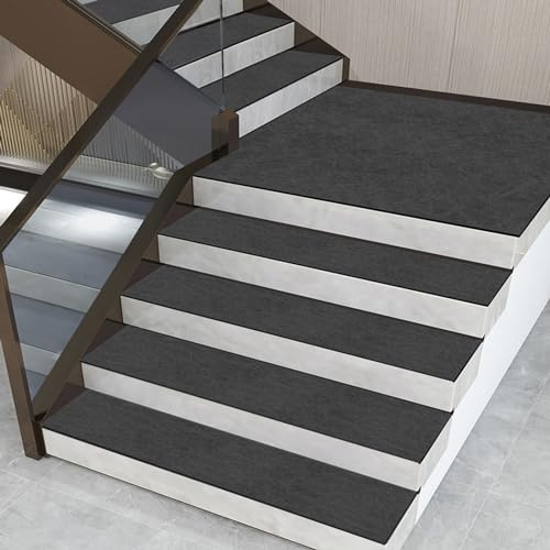 BangDon Tappetino per scale, in PVC, morbido, in tinta unita, lavabile in lavatrice, antiscivolo, interno antiscivolo, per scale, piastrelle in legno, vetro, gradini 26 x 75 cm (grigio, 3,15 pezzi)