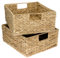 HMF Storage Basket, Woven Water Hyacinth Seagrass Basket, Set of 2, Suitable for Kallax Half Compartment, 30 x 34 x 15 cm