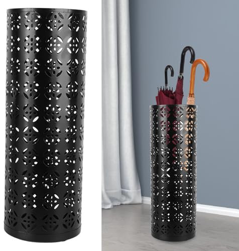 Jiawu Umbrella Stand Rack for Entryway, Freestanding Metal Umbrella Holder, Round Umbrella Organizer Bin for Long Short Umbrella, Walk Stick, Home Office Indoor (L)