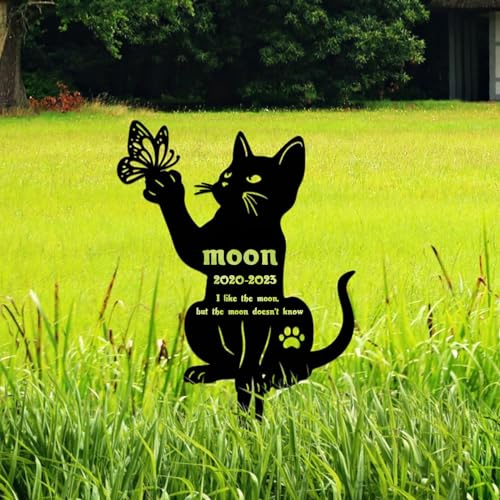 BeNsil Outdoor-Grabstein Katze und Hund,Tiergrabstein Katze, Design-Gedenkstatue, Gedenktafel, Gravur, Fotogravur, Design-Grabstein-Katzenstatue aus Edelstahl