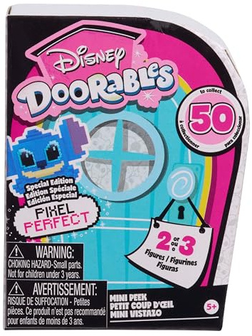 Just Play Disney Doorables Pixel Perfect Mini Peek Figures, Surprise 1.5-inch Collectible Figurines, Kids Toys for Ages 5 Up, 7.32