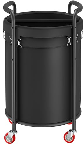 FAVOOSTY Cesto para la ropa sucia de 2 piezas con ruedas, 190L cesto rodante para la sucia, carro redondo para la ropa sucia con asa, estructura de acero y bolsa extraíble para guardar la ropa