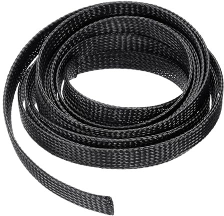 QUARKZMAN Gaine de Câble Tressée Extensible de 10 Pieds - 1/2 Pouce, Protecteur de Cordon de Gestion de Câble Pet, Enveloppe de Câble pour TV, Ordinateur, Audio, Bureau à Domicile, Noir