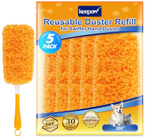 KEEPOW Lot de 5 recharges plumeau lavables universelles Swiffer XXL