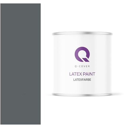 Q-COVER Latexfarbe 2L Anthrazit – matte Wandfarbe & Deckenfarbe für Innen, hohe Deckkraft, scheuerbeständig (Klasse 3), tropfgehemmt, ideal für Wohnzimmer, Küche und Flur