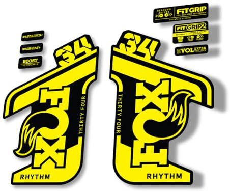 Autocollant de rechange pour fourche Fox 34 2021 Rhythm Series Jaune (brillant)