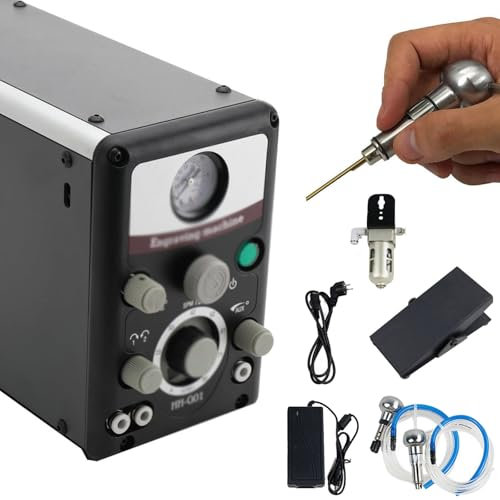 SACLMD Máquina grabadora neumática de Joyas de Doble Cabezal,máquinas de Grabado Manual neumáticas,buril de Impacto,para joyería Artesanal y Hierro Forjado,220V