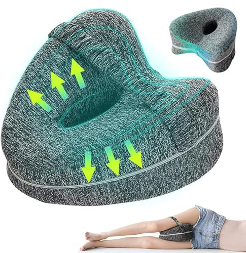 Knee Pillow for Sleeping on Side, Ergononmic Memory Foam Wedge Pillow, Heart Shape Knee Support, Pregnancy Bed Leg Cushion Orthopaedic Leg Pillows for Sleeping, Relieve Sciatica & Hip Pain (Grey)