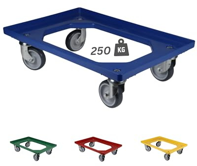Transportroller Kunststoff 60x40 cm mit 4 Leichtlauf-Lenkrollen (Blau)