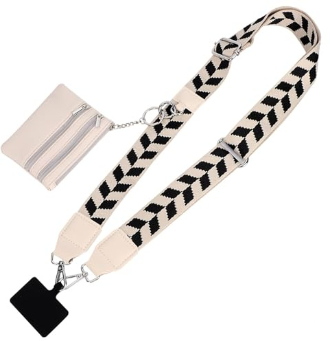 Weenwill Phone Strap with Zippered Pouch,Clip and Go Strap for Phone with Wallet Crossbody Adjustable Multifunction Phone Lanyard Crossbody Wrist Mobile Phone Strap for Cell Phone Accessories