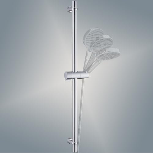 kelleria Asta doccia 110 cm in acciaio inox SUS304, asta per doccia con supporto per soffione doccia, girevole a 360°, regolabile in altezza, regolabile a parete, fori variabili, cromata