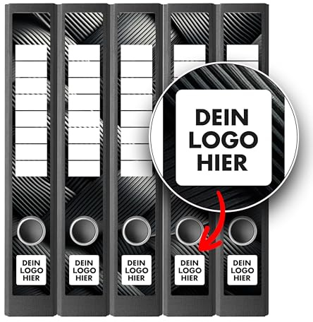 Ordnerrücken Etiketten selbst gestalten – 10 Aufkleber mit Logo – selbstklebend für Ordner A4 schmal – Klebeetiketten als Rückenschilder für Ordner – Untergrund scheint nicht durch - METALLIC