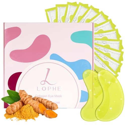 LOPHE Parches Ojos Bolsas y Ojeras, 30 Pares Parches Ojos de Gel, Eye Patches Hidratante Con Cúrcuma, Under Eye Gel Patches, Máscara Independiente para Reducir Ojeras, Bolsas, Arrugas(Amarillo)