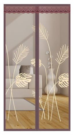Fliegengitter-Magnetverschluss, 225 x 185 cm (Breite x Höhe), selbstschließendes Moskitonetz mit Magnet für Türen, robuster Insektenschutz, hält Insekten fern, haustierfreundlich, hellbraun