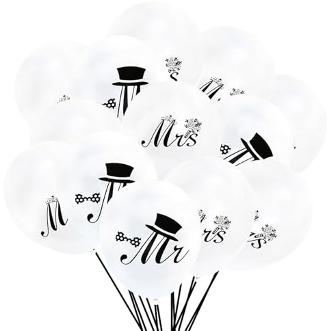 Ovanda 15 Pcs Weiß Hochzeit Latex Luftballons,Mr and Mrs Luftballon,Helium Ballon Girlande,Bride To Be Deko,Jga Accessoires Frauen,Just Married Deko,für Brautparty,Heiratsantrag,Verlobung,Bachelorette