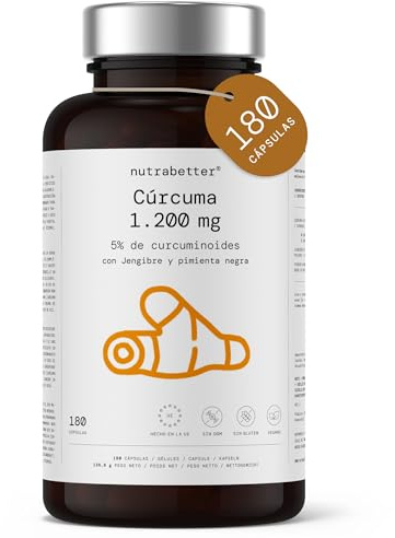 Curcuma capsule 1200 mg con zenzero e pepe nero | 180 Capsule vegane per una Fornitura di 3 Mesi | Curcumina per l’antinfiammatorio naturale - Articolazioni e Digestione | nutrabetter®