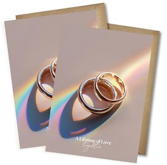 WBdesignz Elegante Hochzeitskarten mit Umschlägen - mit Eheringen – A Lifetime of Love – edle Karten zur Hochzeit, Ehe, Jubiläum, Verlobung oder als Liebeskarten (2er-Set, Lifetime of Love)