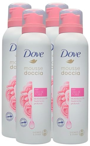 Mousse Doccia Con OLIO DI ROSA, Dona Morbidezza Per 24h e Nutrimento Profondo. Per Una Pelle Pulita, Idratata e Profumata 200ml (4 Unità)