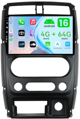 MSD 9 Pollice 4G+64G Autoradio Per Suzuki Jimny 3 (2005-2019) | Android 16 GPS Navigation Radio | Carplay Android Auto Volant Dual Band WiFi DSP DAB Bluetooth Mirror link | Telecamera | 2 Din