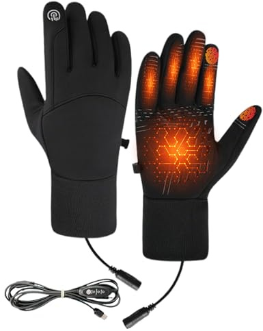Erconsso Guanti riscaldati USB per uomo e donna, guanti riscaldati elettrici ricaricabili plug-in caldi guanti riscaldati touch screen per ciclismo snowboard pendolarismo guida