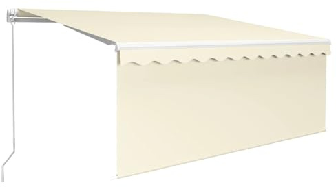 HOMELEN Markise Manuell Einziehbar mit Rollo 3,5x2,5 m Creme, Markises Balkon Ohne Bohren, mit Handkurbel Alu-Markise UV-Beständig Höhenverstellbar & Wasserabweisend | Sonnenschutz Für Laden