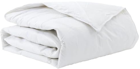 Piumone invernale bianco, 135 x 220 cm, con imbottitura in piuma, in cotone traspirante, trapuntato box-stitch, lavabile fino a 40 °C, ideale come coperta invernale per un sonno riposante