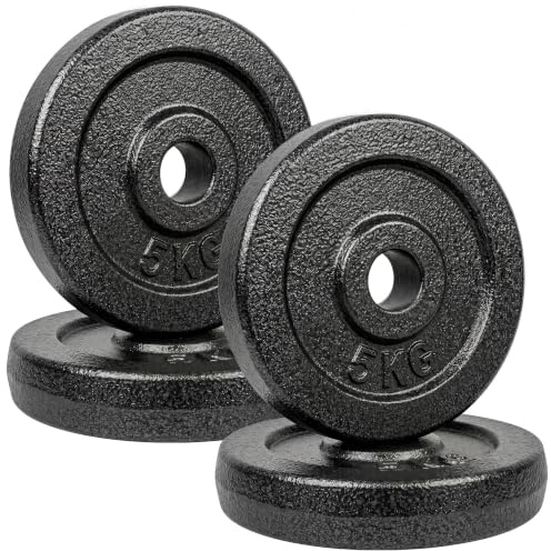 SPORTNOW Weight Plates Set, 1/2.5cm Weight Disc Pair, 4 x 5kg Metal Dumbbell/Barbell Plates for Weightlifting and Strength Training Home Gym Fitness Workout, Grey