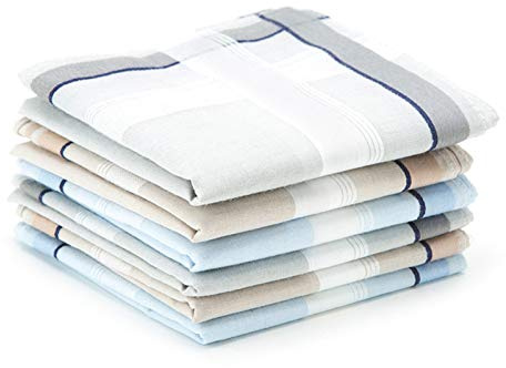 Selected Hanky 100% Cotton Men's Handkerchief 6 Piece Gift Set
