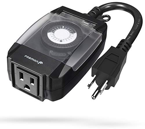 Fosmon Outdoor Light Timer Outlet Waterproof, 24 Hour Plug in Mechanical Pool Pump Timer Weatherproof, 3-Prong, Grounded, Heavy Duty, 15A 1/2HP
