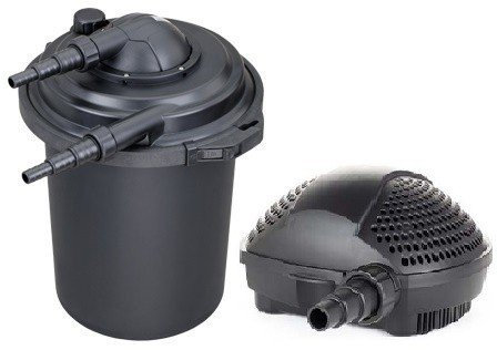 Swell Pond Pressure Filter Deluxe 8,000 and 4,500 Pump Set for Fish Pond | 9w UV Clarifier Included for Clear Water | Strainer Casing and Biological & Mechanical Media for Premium Filtration