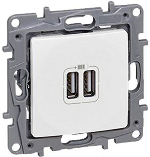 Legrand Niloe 764594 Unterputz Dual USB Anschlüsse Steckdose Ladegerät Elektrische Platte Steckdose Weiss mit Rahmen, Rot