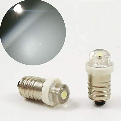 E10 MES 3V 4.5V 6V 0.5W 0.75W White 6000K LED Light Bulb Torch Headlight Working Head Lamp Flashlight Working Tools (4-Pack)