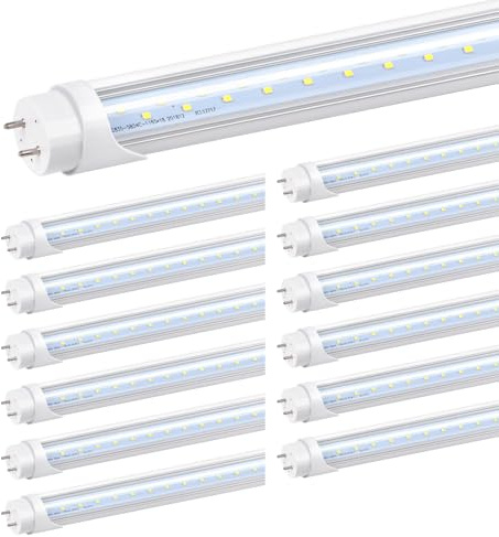 Kihung (12 Packs T8 Led Bulbs 4 Foot, Type B Light Bulbs, 24W 3120LM 6000K, Daylight White Fluorescent Light Bulbs 48 Inch, Ballast Bypass, T8 T10 T12 4ft Led Replacement for Fluorescent Tubes