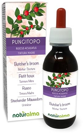 Petit houx ou Fragon épineux (Ruscus aculeatus) racines Teinture Mère sans alcool Naturalma - Extrait liquide gouttes 120 ml - Complément alimentaire - Végétalien ou végan