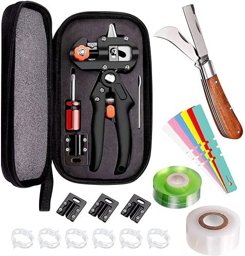 NRANSON Pfropfen Werkzeug Kit, Garten Pruner Set Einschließlich Ersatz Klingen, Pfropfen Messer, Pfropfen Bänder, anlage Etiketten & Garten Clips, Perfekt für Obst Baum Pfropfen, Gartengeräte Set