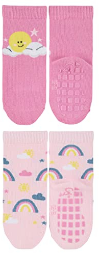 Sterntaler Baby-Mädchen Doppelpack Sonne+Regenbog ABS Söckchen, rosa, 18